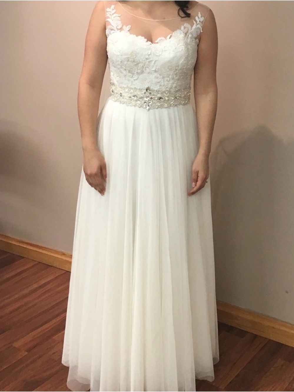David’s Bridal Pearl and Crystal Bridal Sash Belt in Ivory